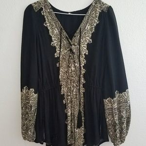 Free People boho drawstring top