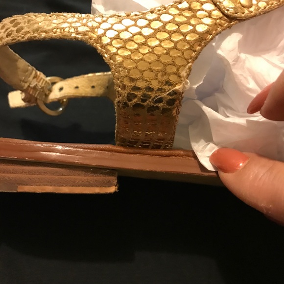 Michael Kors Gold snake skin thong sandals - Picture 2 of 6