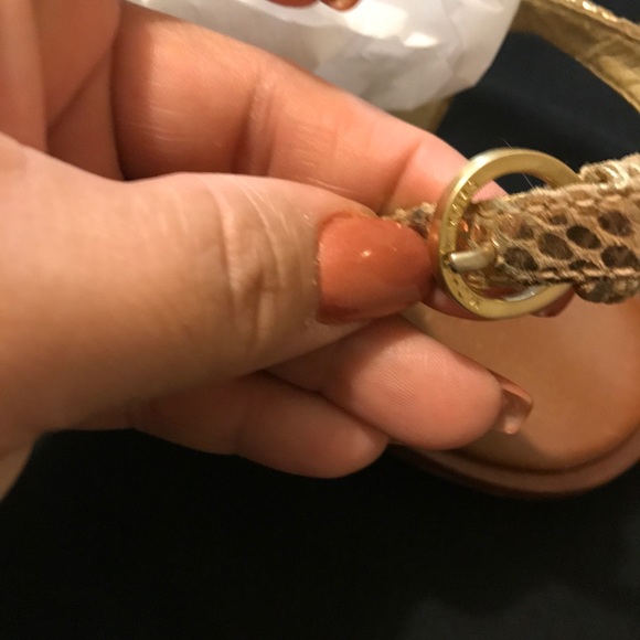 Michael Kors Gold snake skin thong sandals - Picture 4 of 6