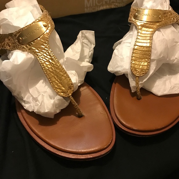 Michael Kors Gold snake skin thong sandals - Picture 6 of 6