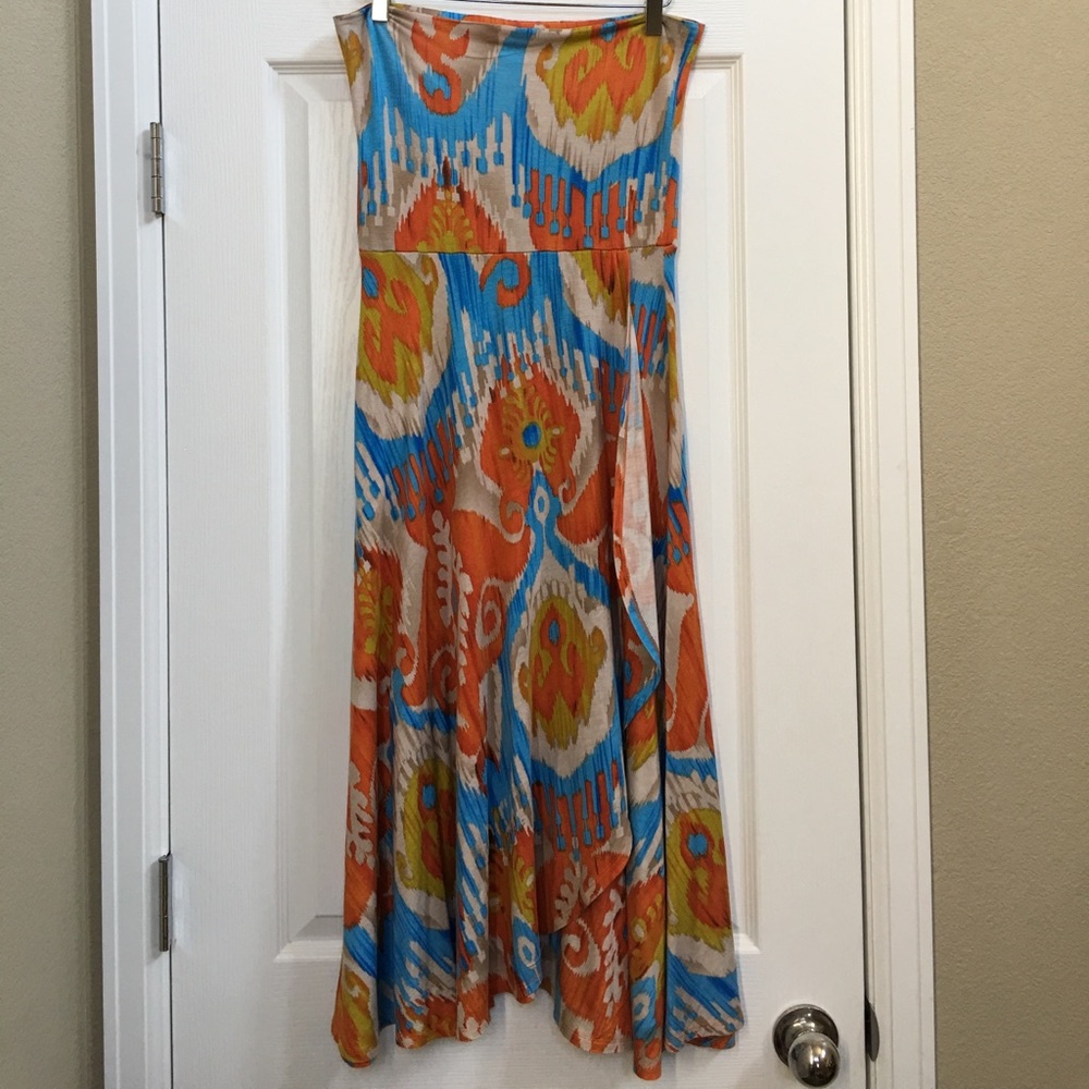 lapis Aztec print strapless dress
