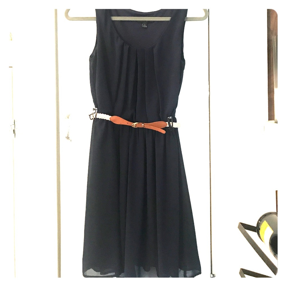 Navy Blue Scoop-neck Dress