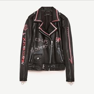 ISO- Zara Leather Painted Jacket (XL)