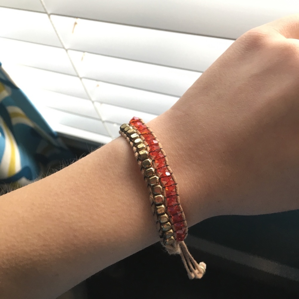 Red and gold beaded bracelet