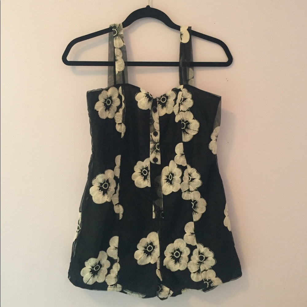 StyleNanda Embroidered Organza Floral Romper