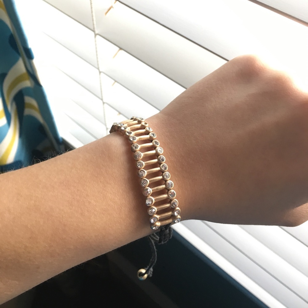 Gold beaded ladder bracelet