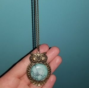 Turquoise owl necklace (not real stone)