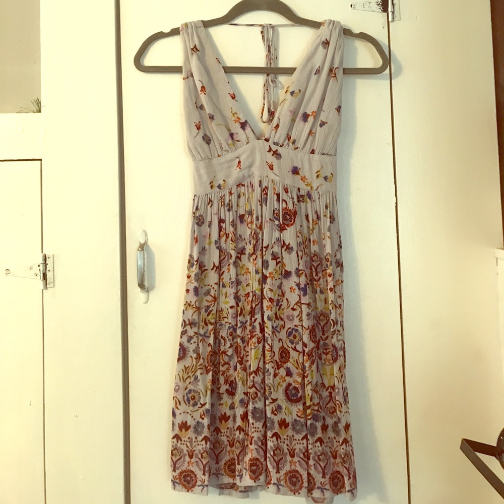 Floral print tie back dress