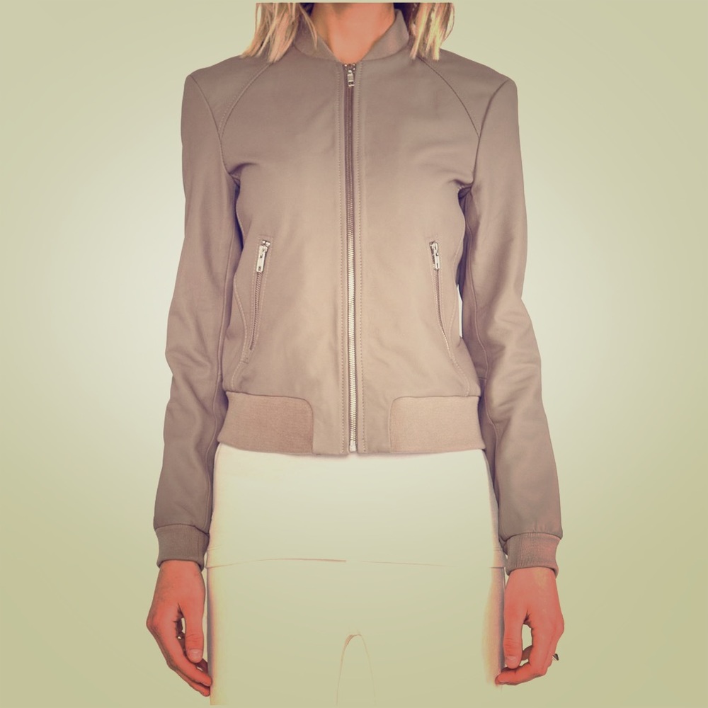 Soia & Kyo Lambskin Leather Bomber Jacket