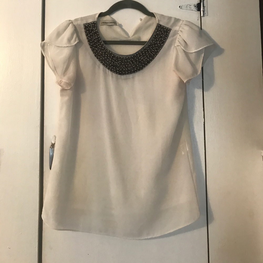 Beaded scoop neck shirt