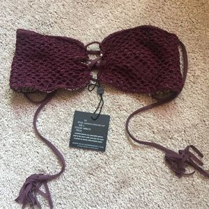 Acacia Lumahai Crochet Top in Merlot - Size L