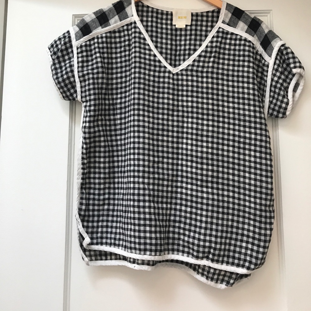Anthropologie gingham cotton/linen top
