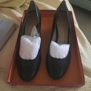 Tory Burch black Lowell 2 65mm wedge mestico heel