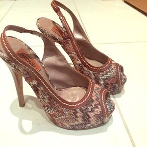 Missoni iconic zigzag peep toe heels size 36