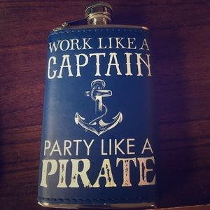 Work like a captain party like a pirate flask NEW