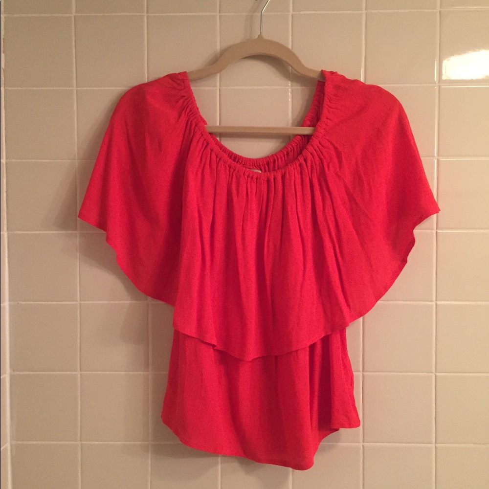 Anthropologie off-the-shoulder red top
