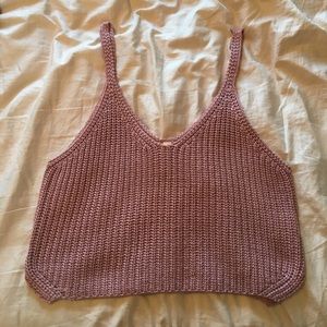 Dusty rose knit crop top