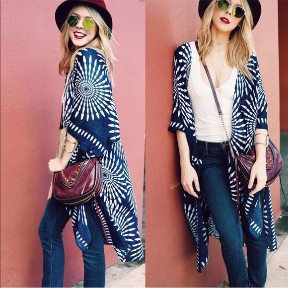 Jackets & Blazers - New! Moroccan Sky Batik Kimono Duster Coat