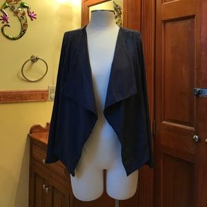 Blue faux suede blazer.