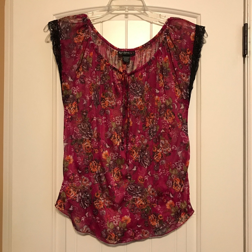 🎉SOLD🎉 Self Esteem Sheer Floral Top