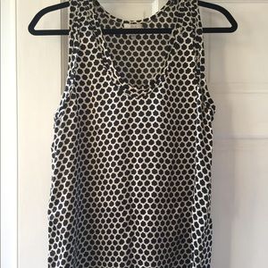 Silk tank top with graphic black & white print