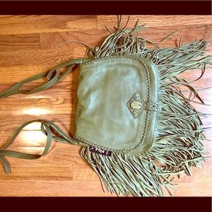 Unused RACHEL ZOE olive green fringe purse💚