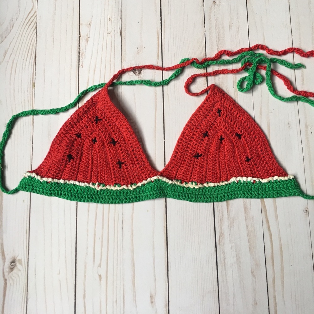 Watermelon Boho Crochet Bikini Top