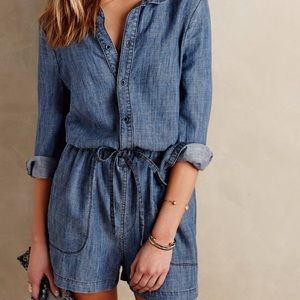 Anthropologie Level 99 Chambray Romper L
