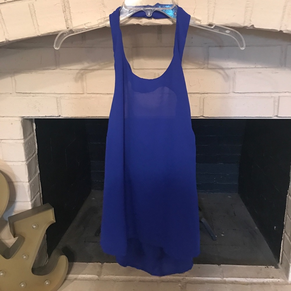 Blue chiffon halter blouse