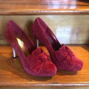 BCBGGeneration Platform Suede Red Heels 8.5