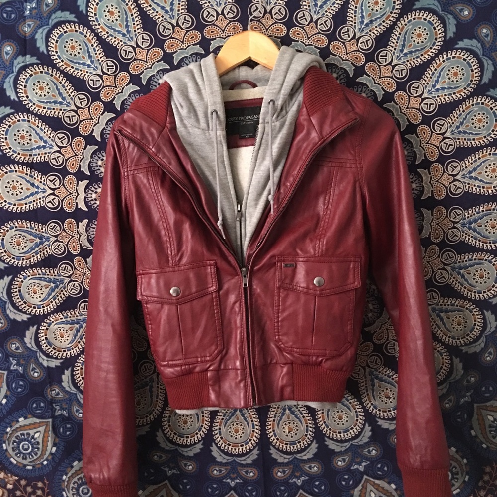 Obey Jealous Lover Dark Red Bomber Jacket