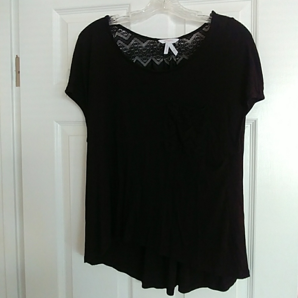 Black t-shirt with lace detail