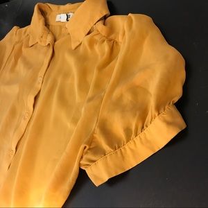 Mustard Chiffon Button Down Shirt