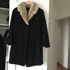 Vintage Persian curly Lamb fox collar coat