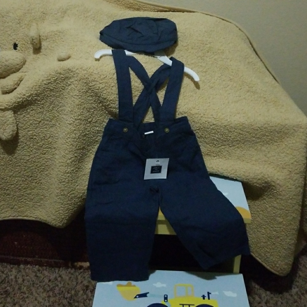 Janie and Jack Overalls w/ Matching Hat