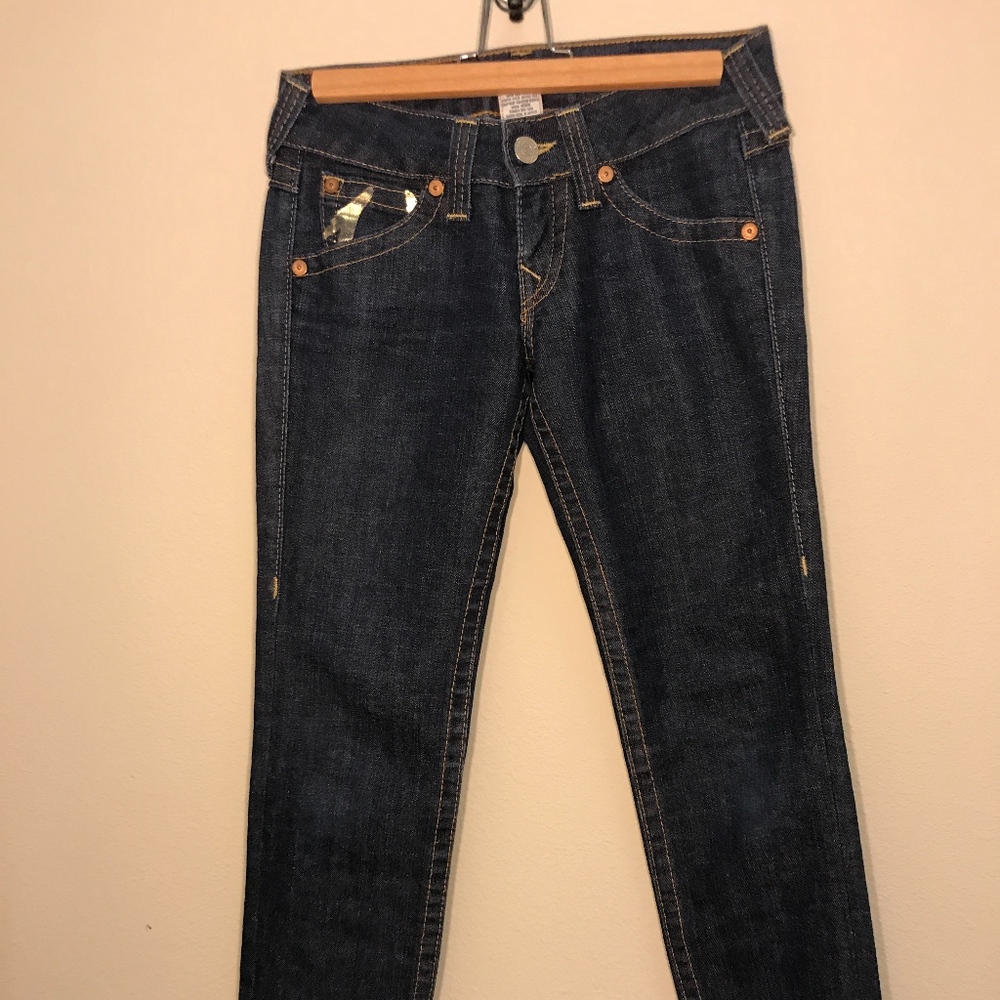 True Religion Gold Horse Shoe Skinny Pants