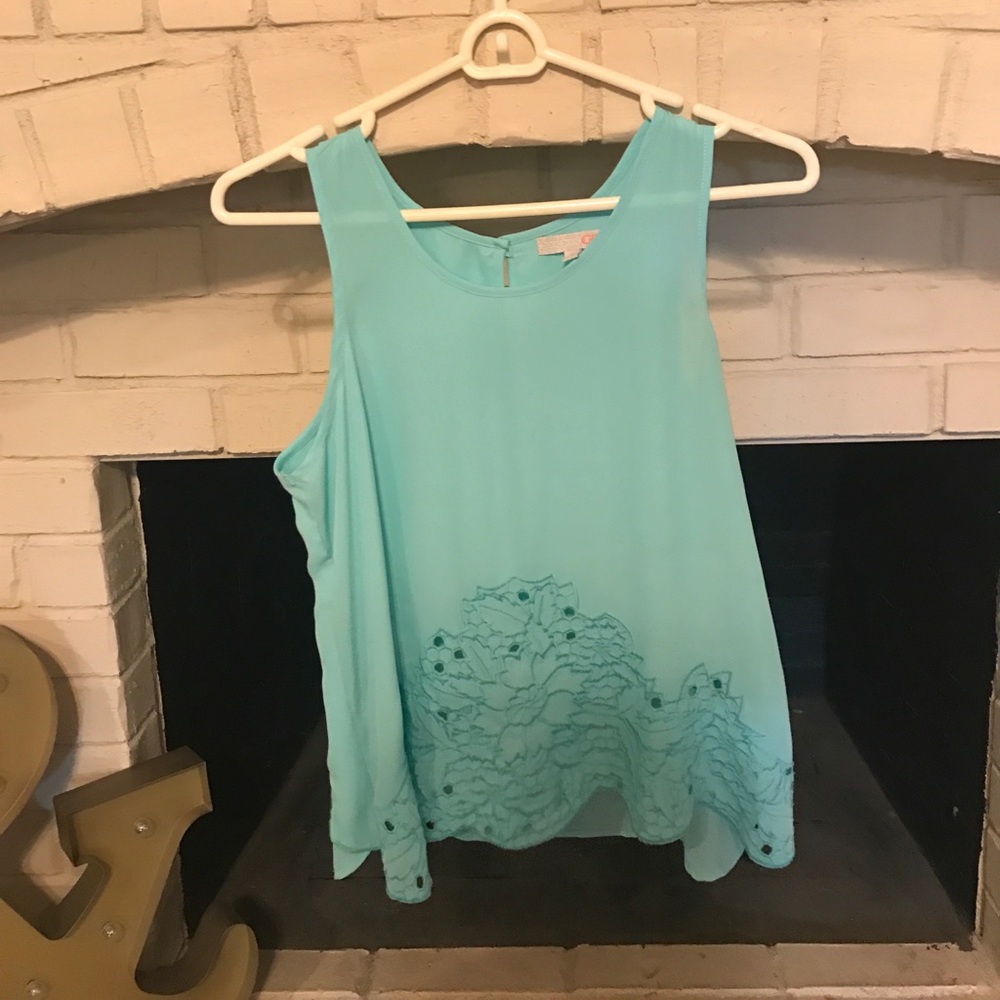 Turquoise chiffon tank/blouse