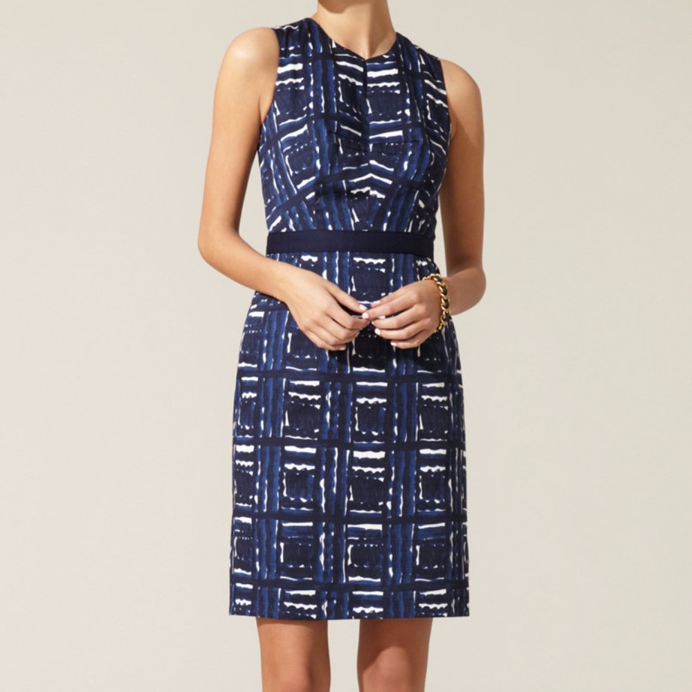 Milly Textured Patterned Sheath Dress Ink/Multi