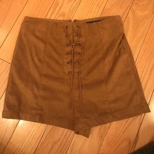 Faux suede brown shorts