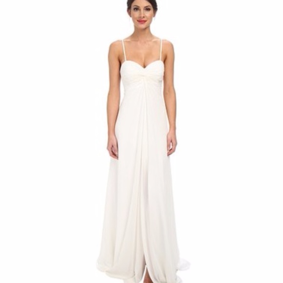 White Chiffon Strapless Sweetheart Wedding Gown - Picture 4 of 7