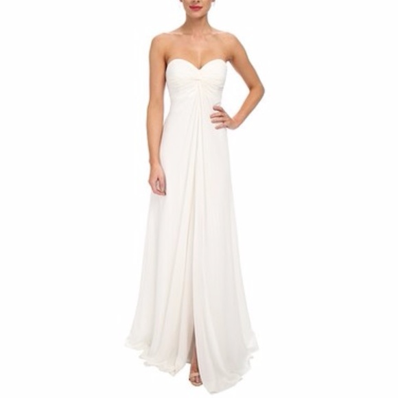 White Chiffon Strapless Sweetheart Wedding Gown - Picture 2 of 7
