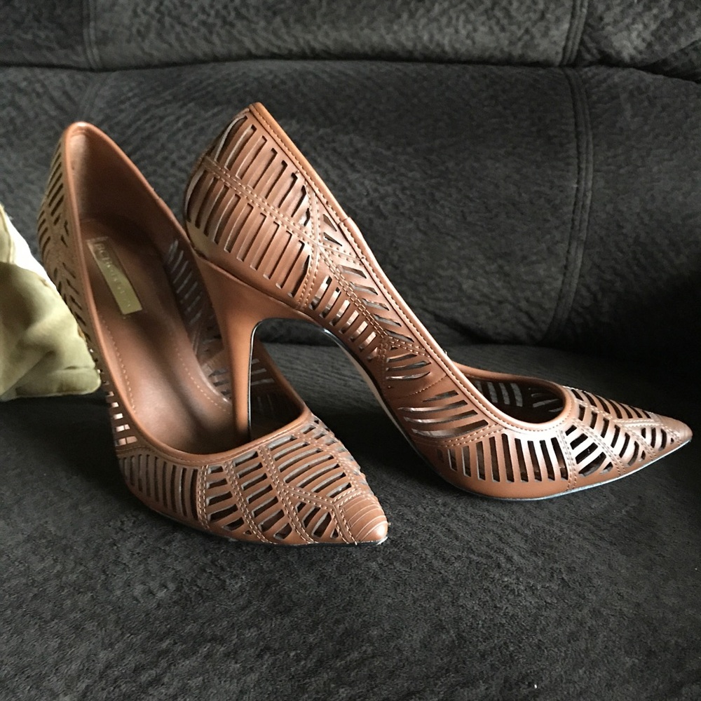 BCBGeneration Chestnut Laser Cut Pointed Stilettos
