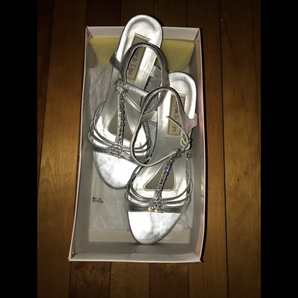 Silver open toe 3inch heels