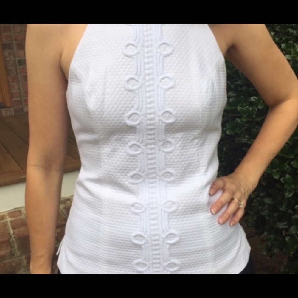 Lilly Annabelle Resort White Detailed Top