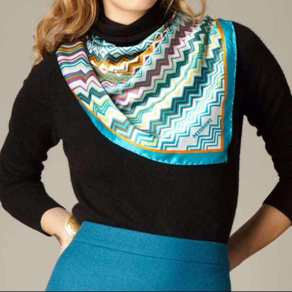 Missoni Teal Zig Zag Silk Scarf
