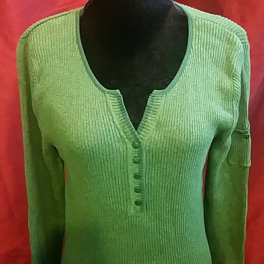 Reference Point 100% Cotton Henley Sweater