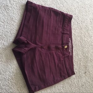American Eagle High Rise Shorties Burgendy