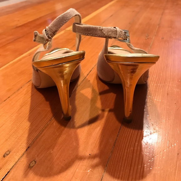 Nine West Shoes Nine West Gold Sling Back Heels Poshmark