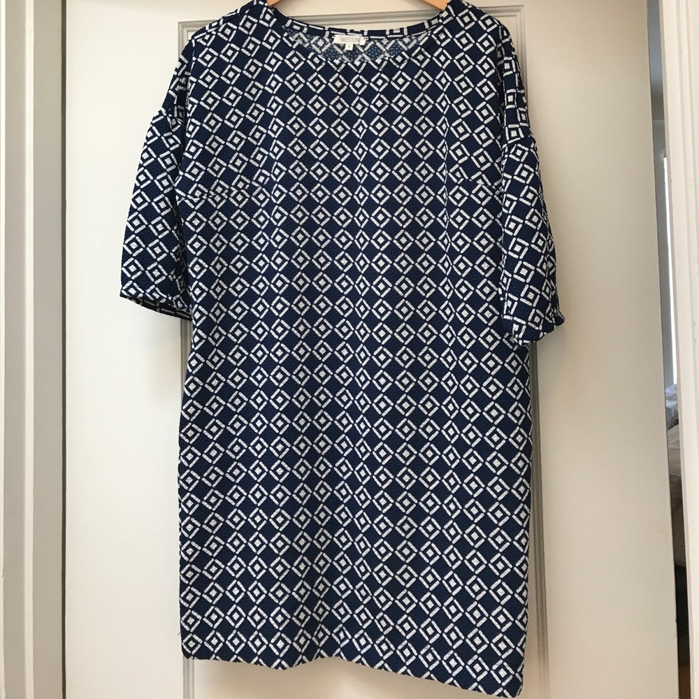 Anthropologie blue geometric print dress
