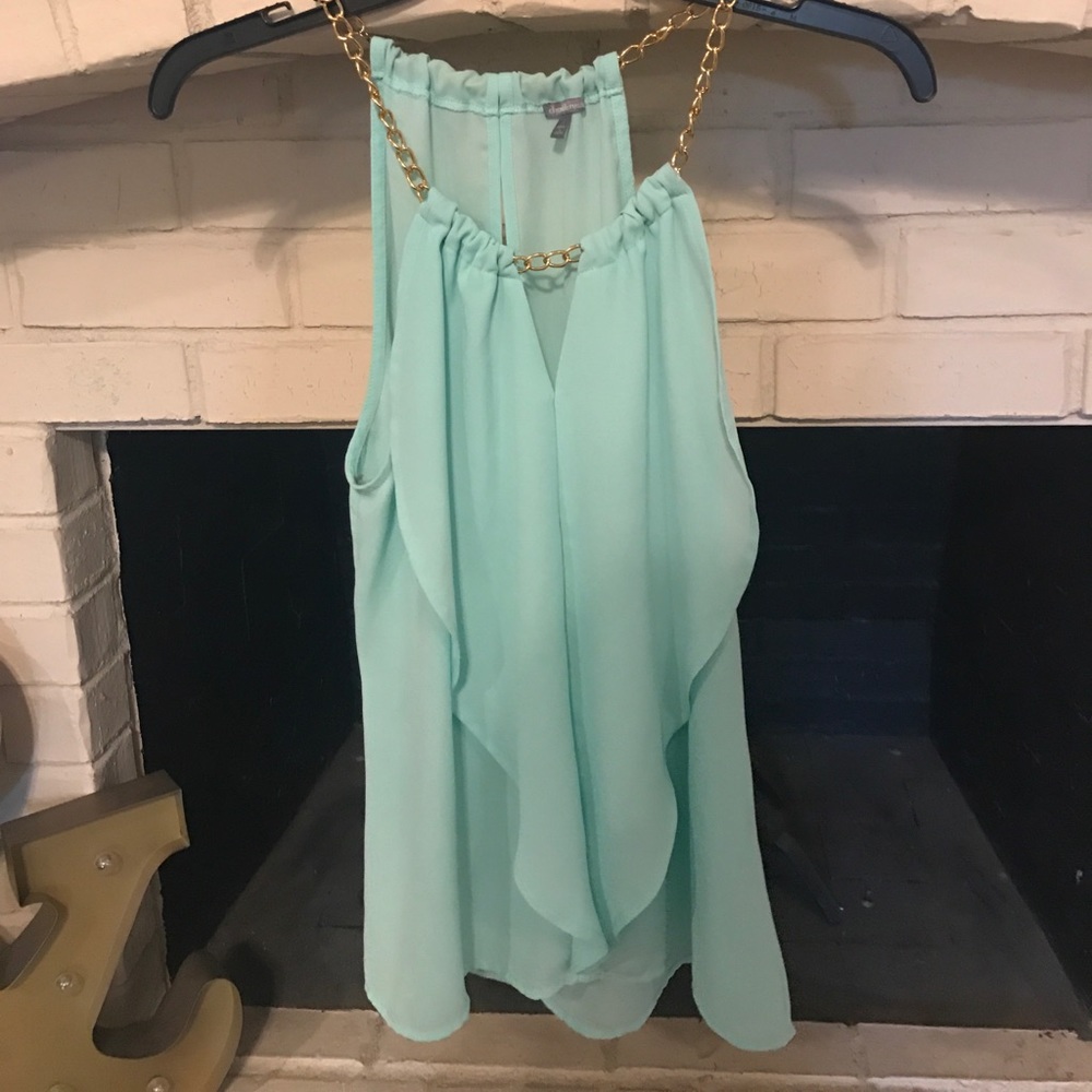 Turquoise around the neck blouse